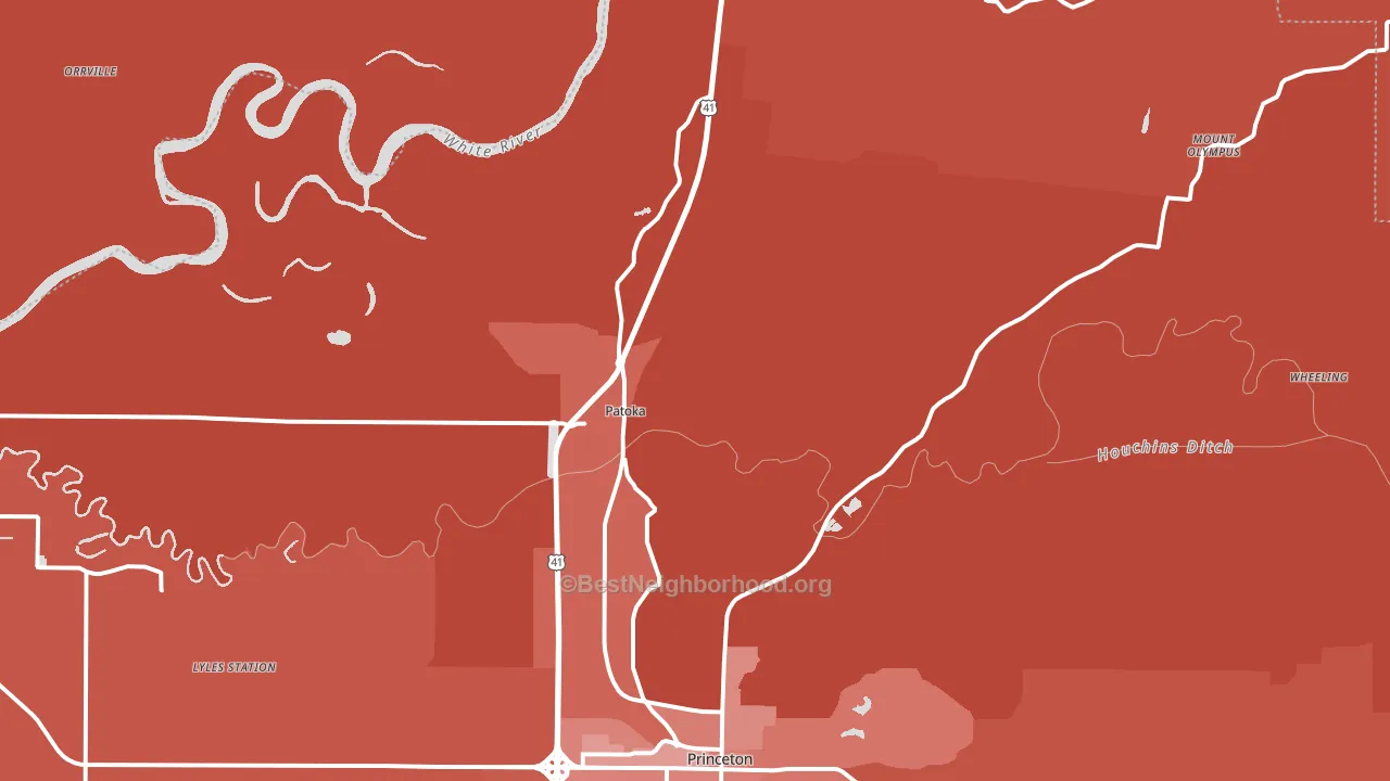 47666, IN block-group political-lean map