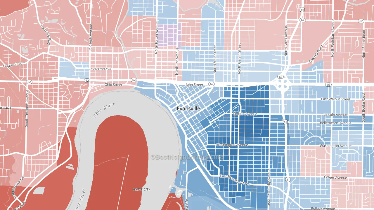 47708, IN block-group political-lean map
