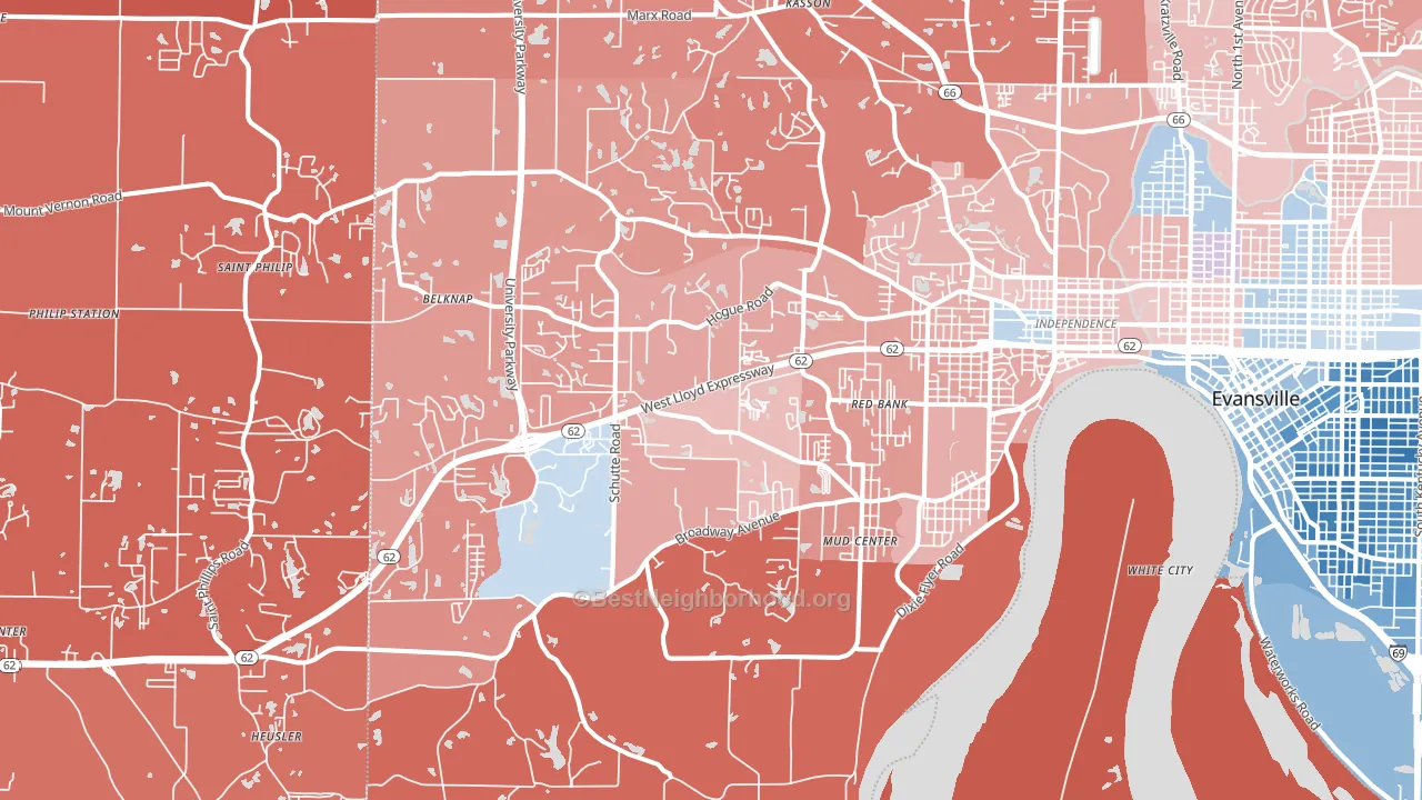47712, IN block-group political-lean map