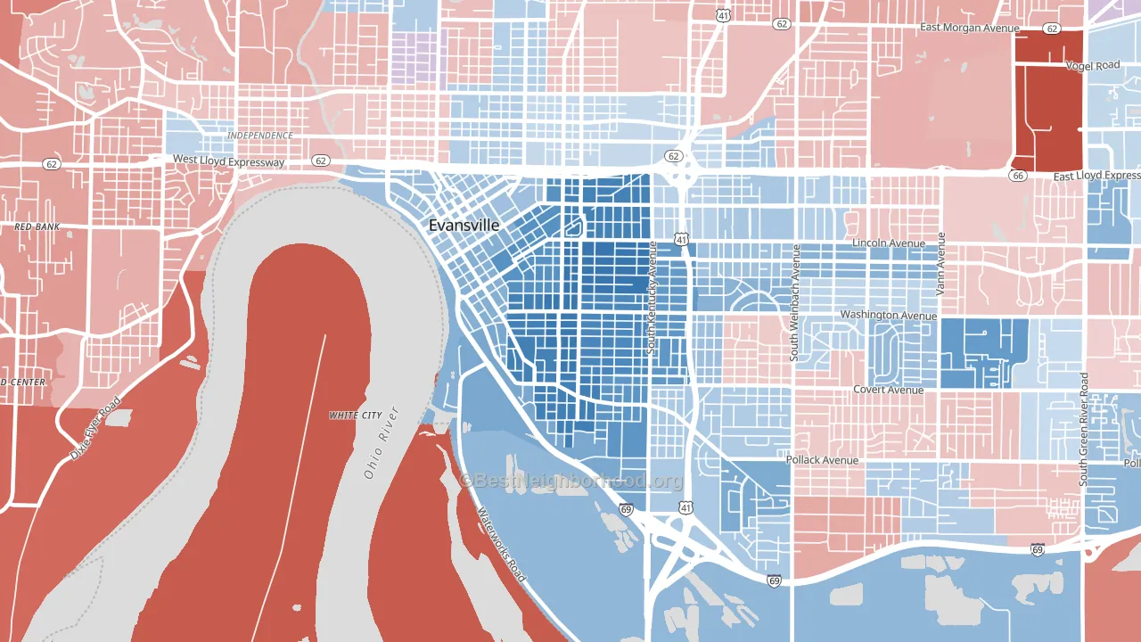 47713, IN block-group political-lean map
