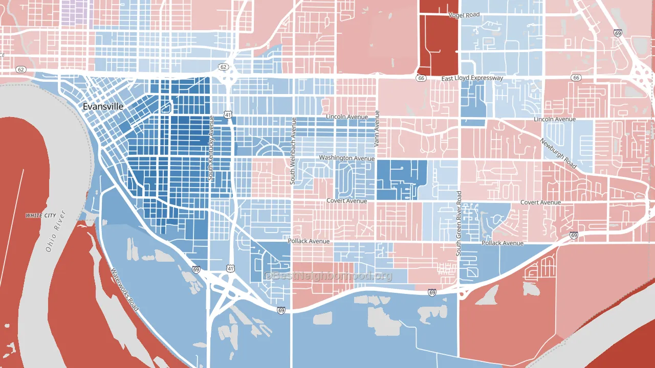 47714, IN block-group political-lean map