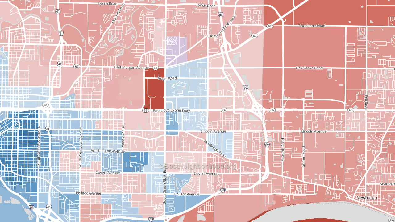 47715, IN block-group political-lean map