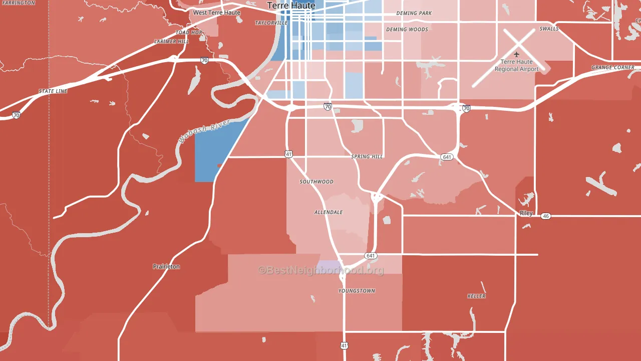 47802, IN block-group political-lean map