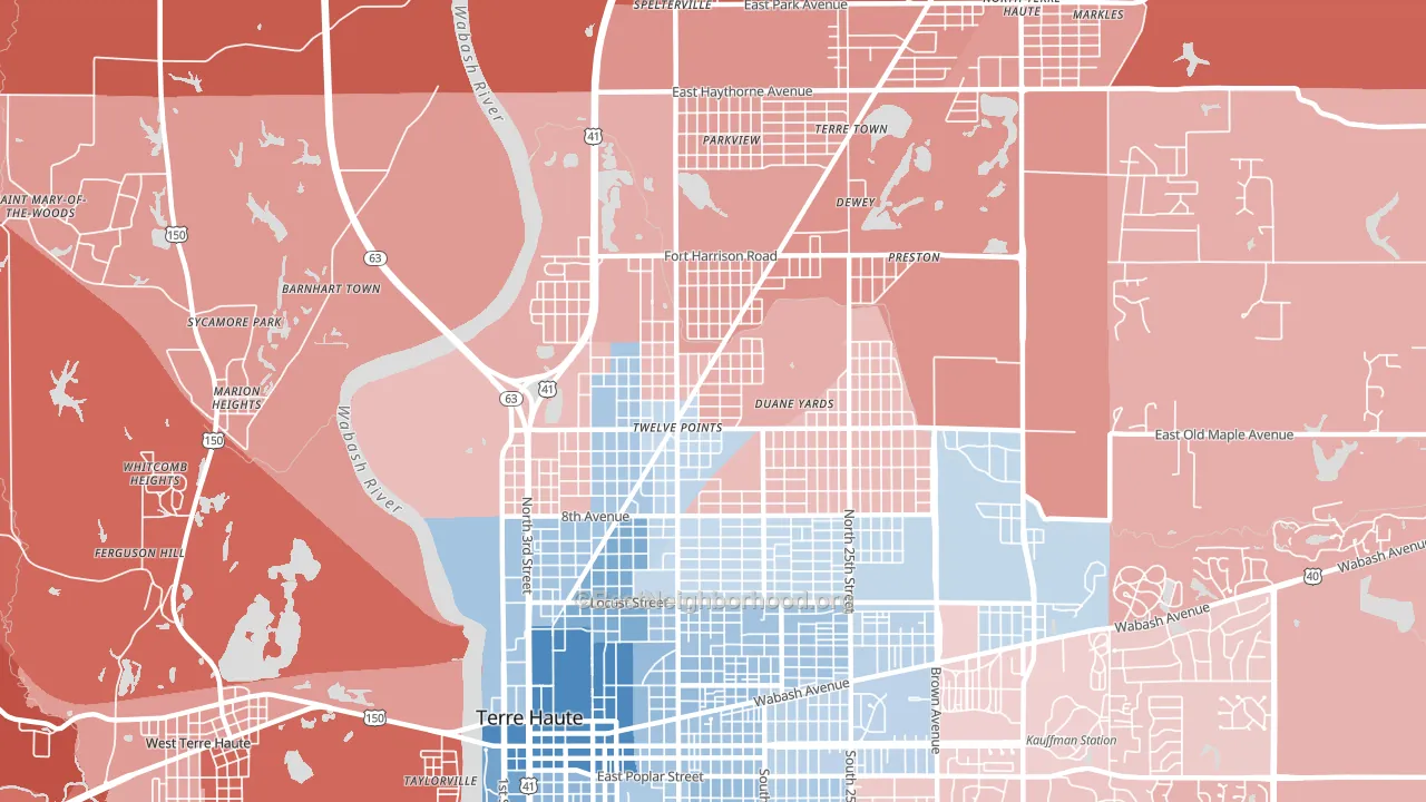 47804, IN block-group political-lean map