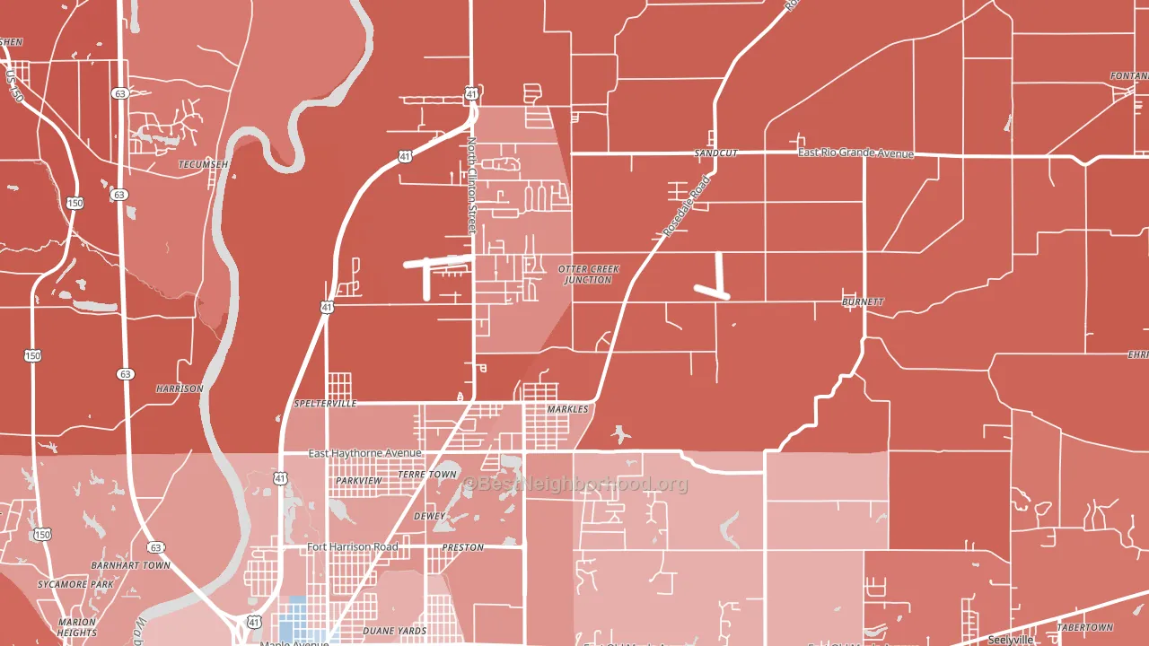 47805, IN block-group political-lean map