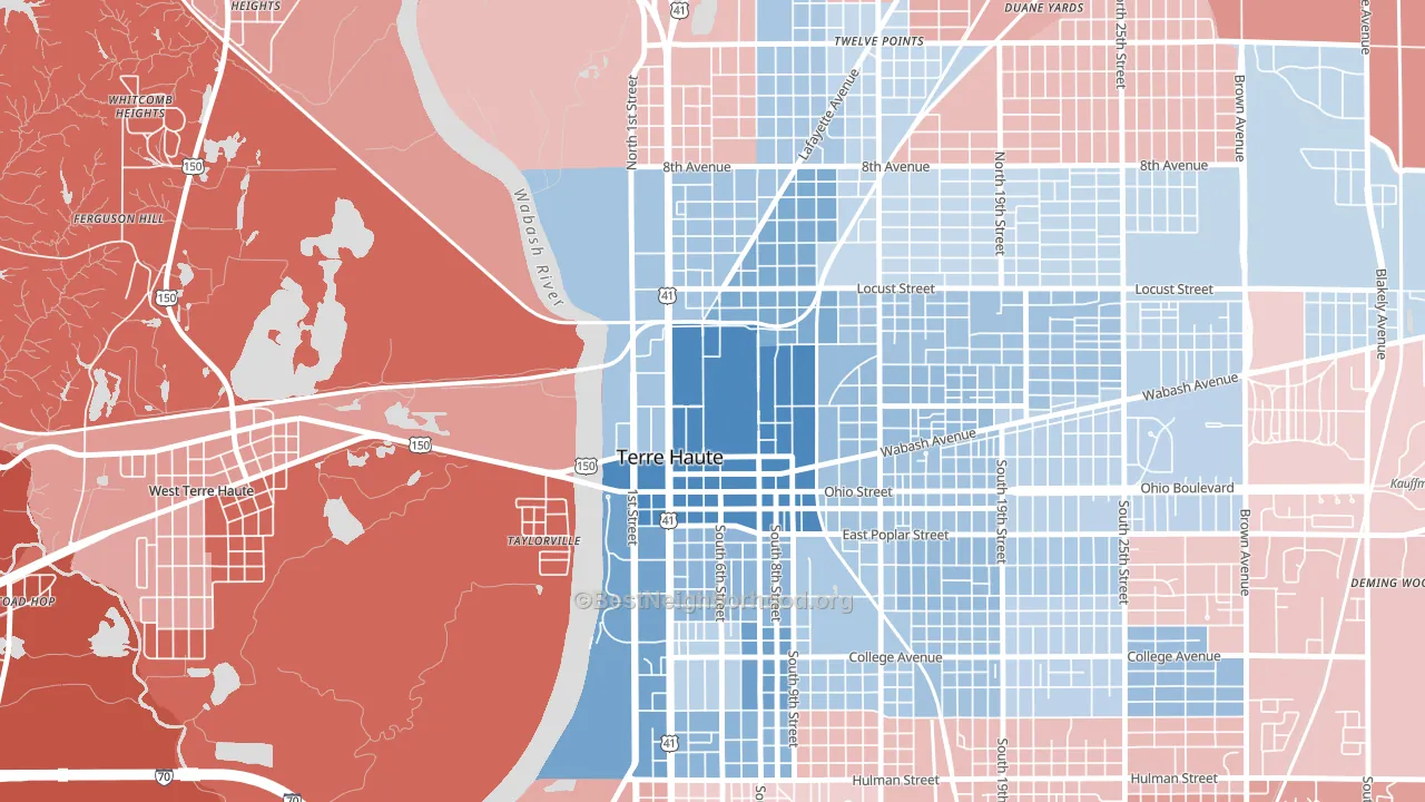 47809, IN block-group political-lean map