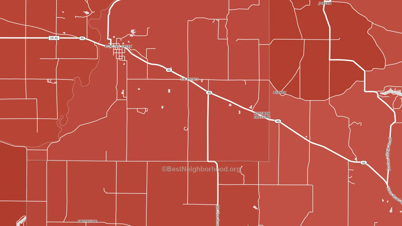 47833, IN block-group political-lean map