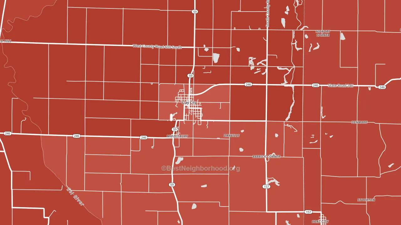 47841, IN block-group political-lean map