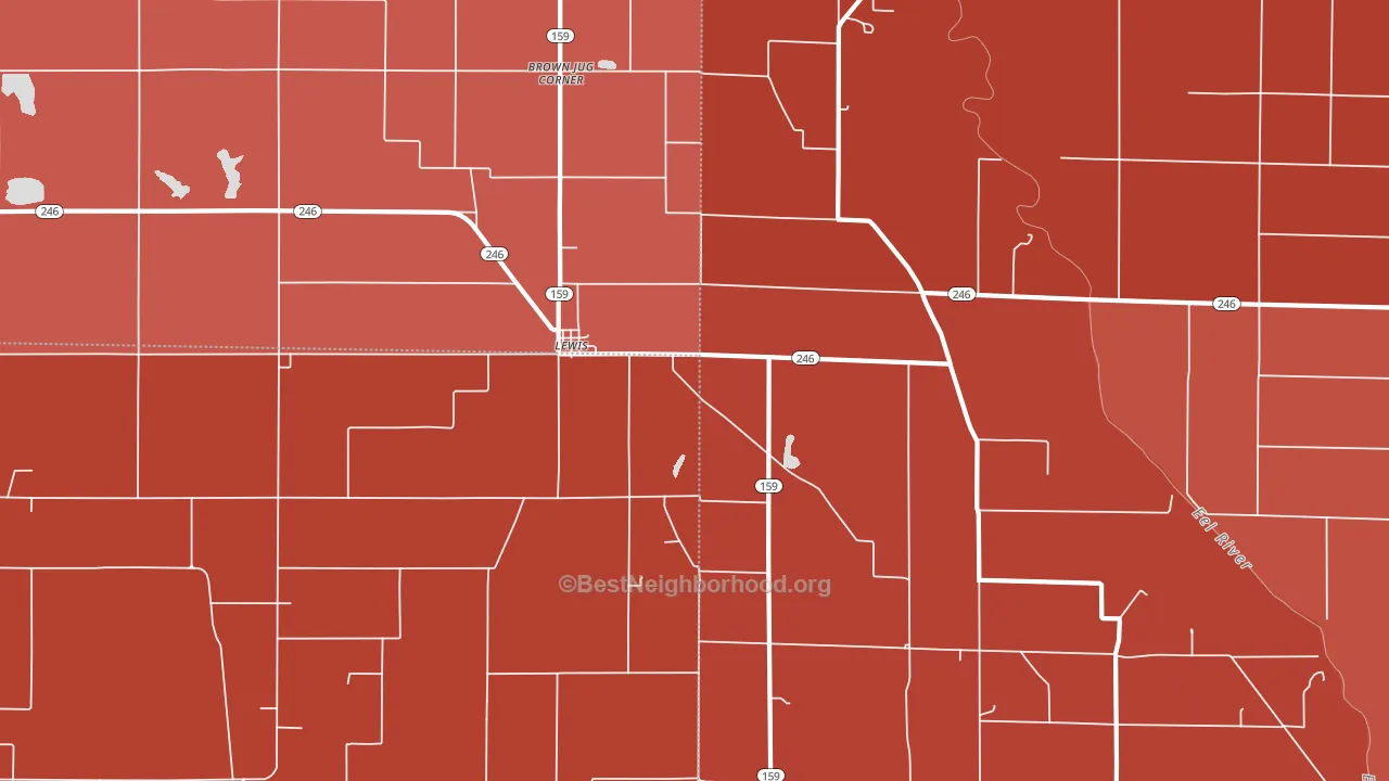 47858, IN block-group political-lean map