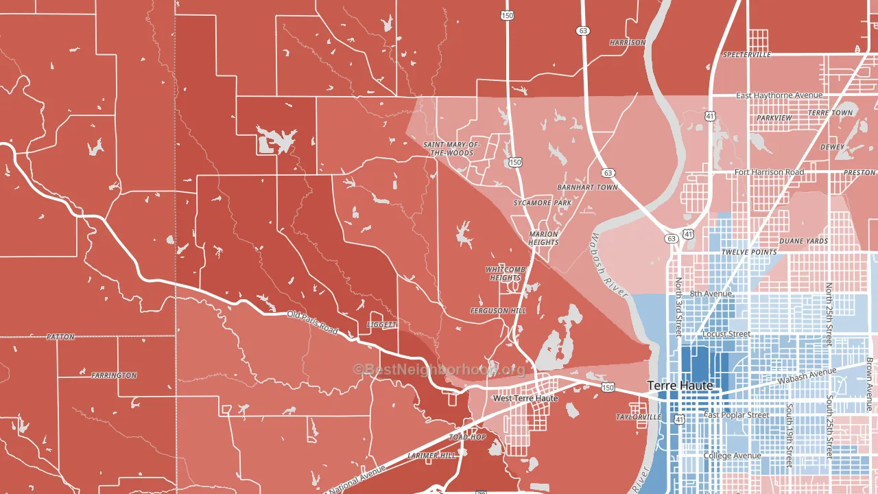 47885, IN block-group political-lean map
