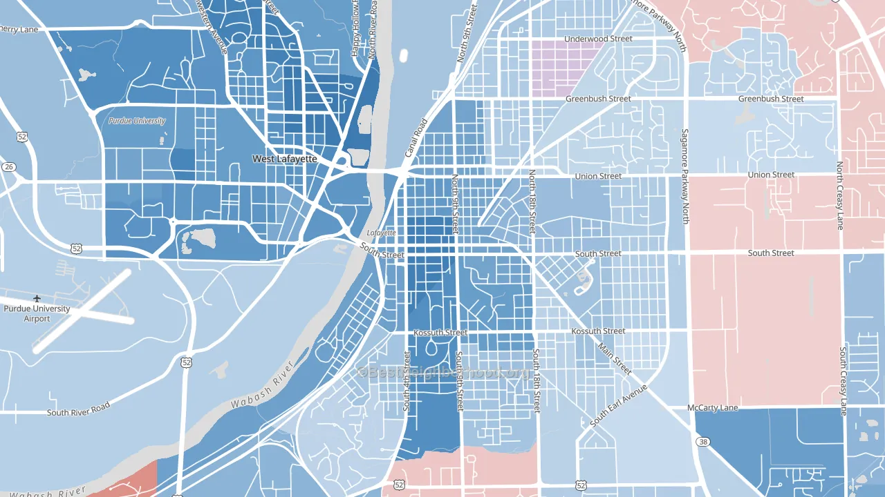 47901, IN block-group political-lean map