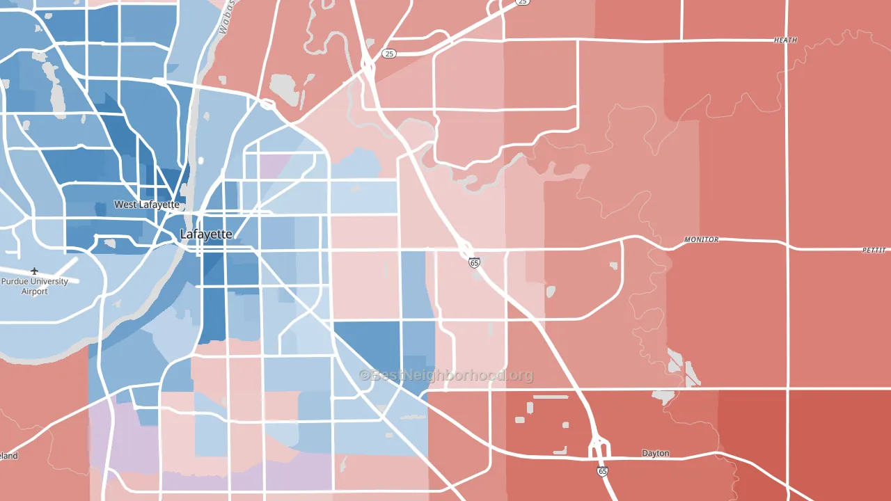 47905, IN block-group political-lean map