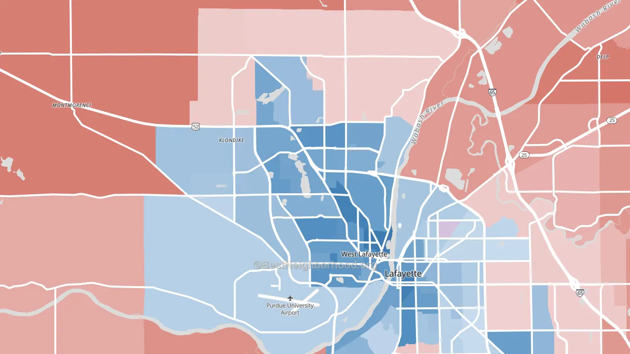 47906, IN block-group political-lean map