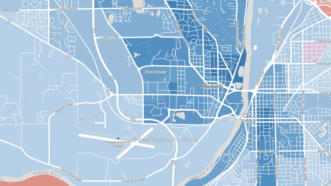 47907, IN block-group political-lean map