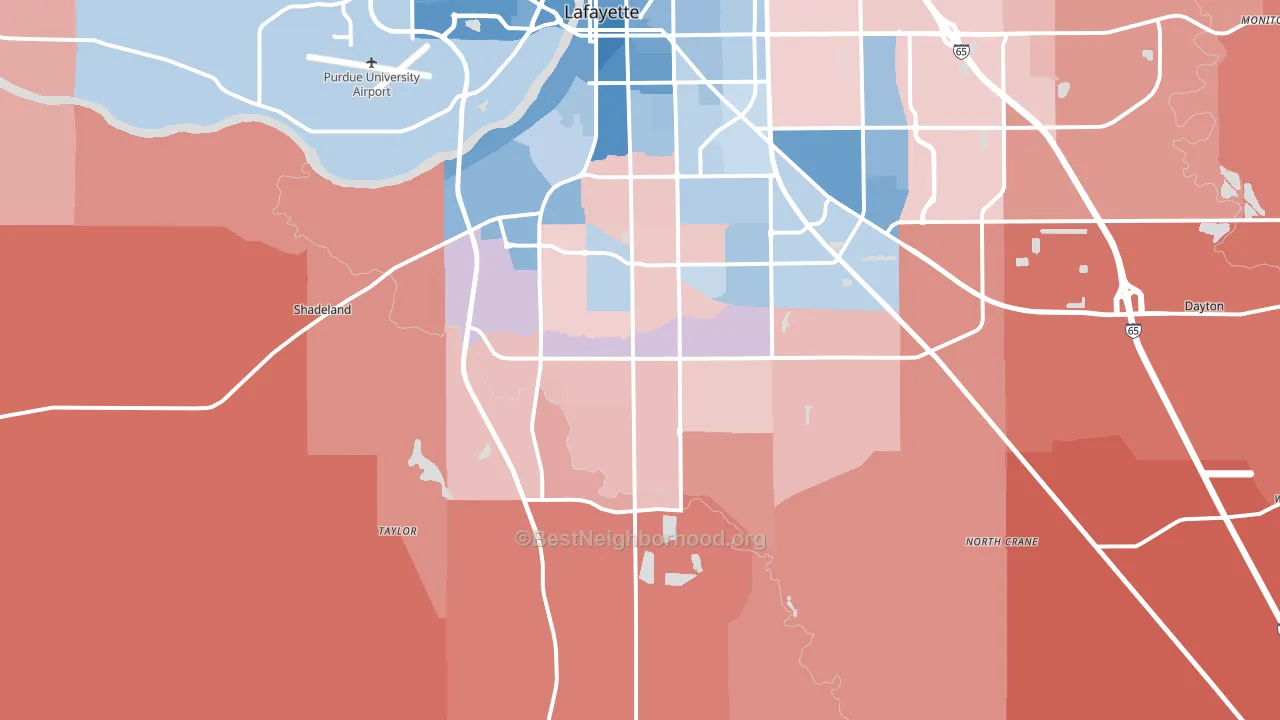 47909, IN block-group political-lean map