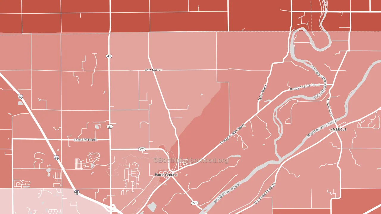 47920, IN block-group political-lean map