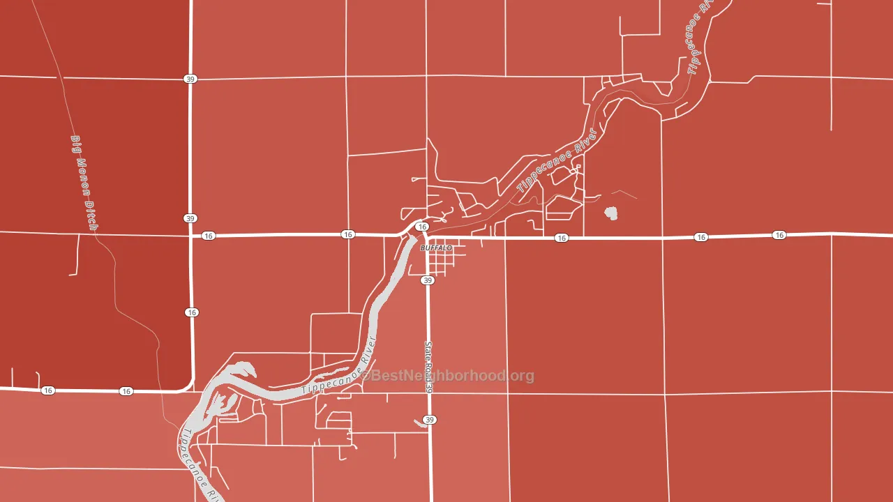 47925, IN block-group political-lean map