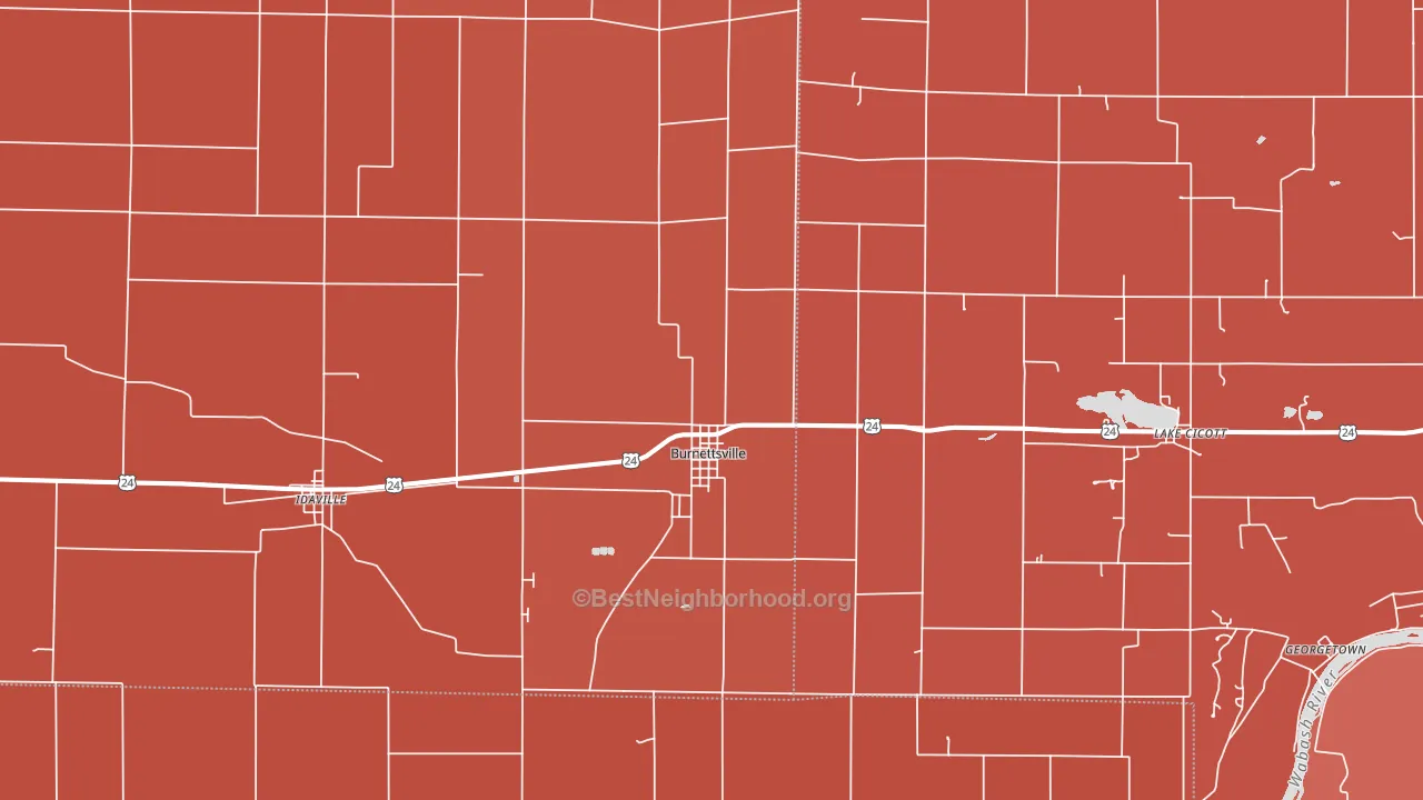 47926, IN block-group political-lean map