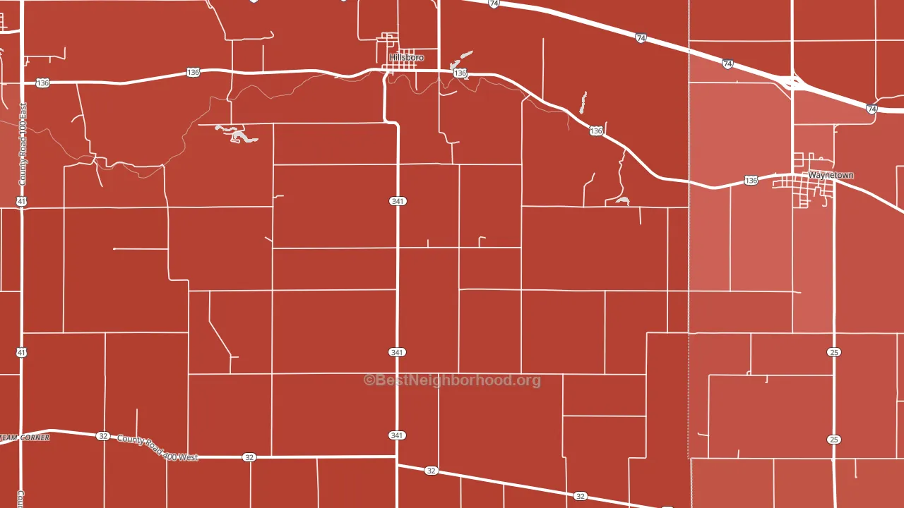 47949, IN block-group political-lean map