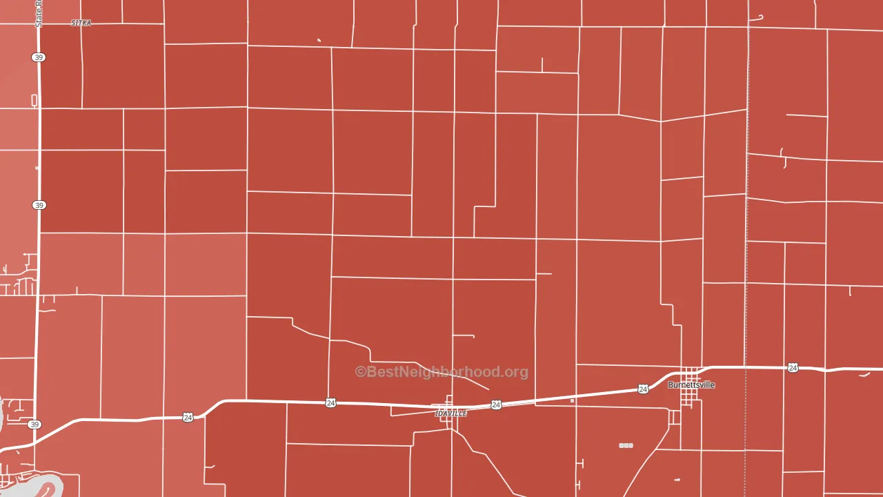 47950, IN block-group political-lean map