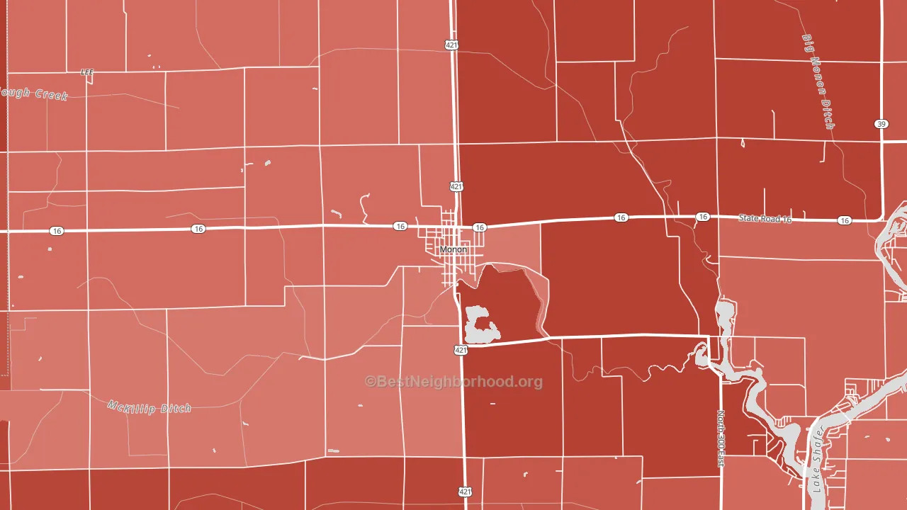 47959, IN block-group political-lean map