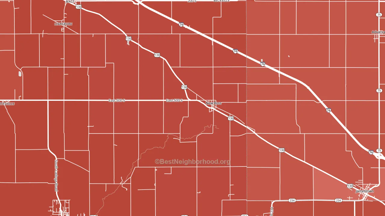 47968, IN block-group political-lean map