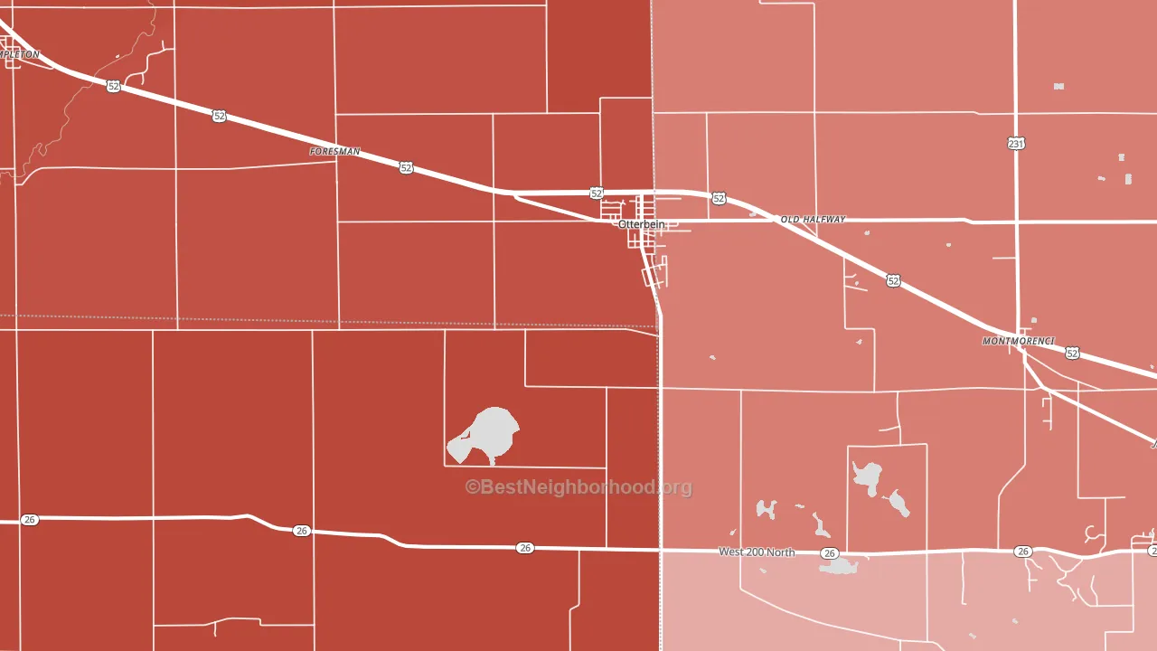 47970, IN block-group political-lean map