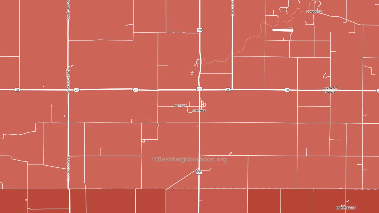 47981, IN block-group political-lean map