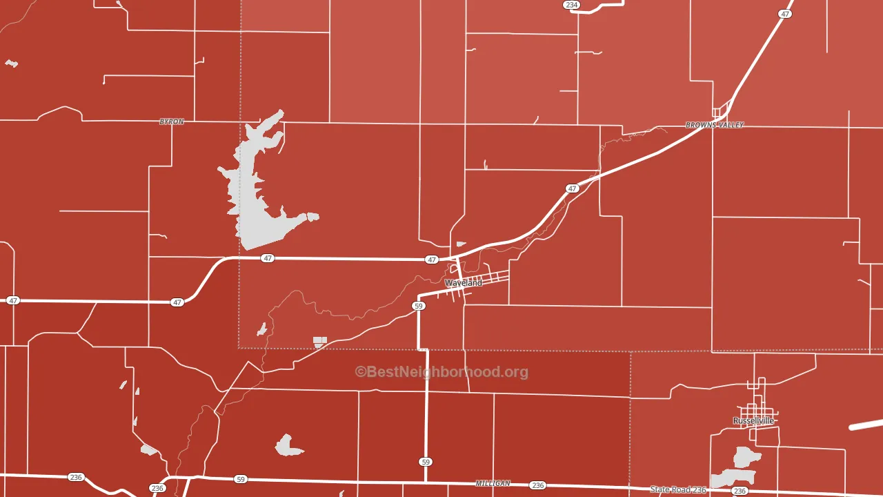 47989, IN block-group political-lean map