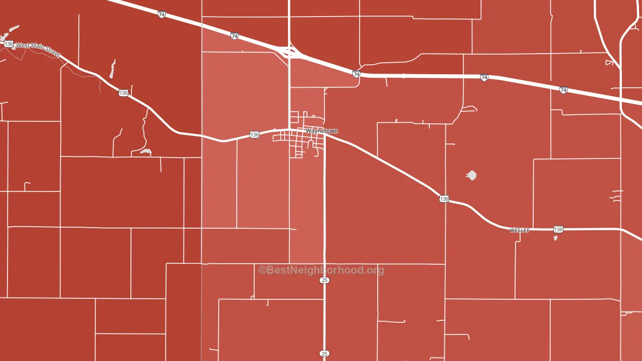 47990, IN block-group political-lean map