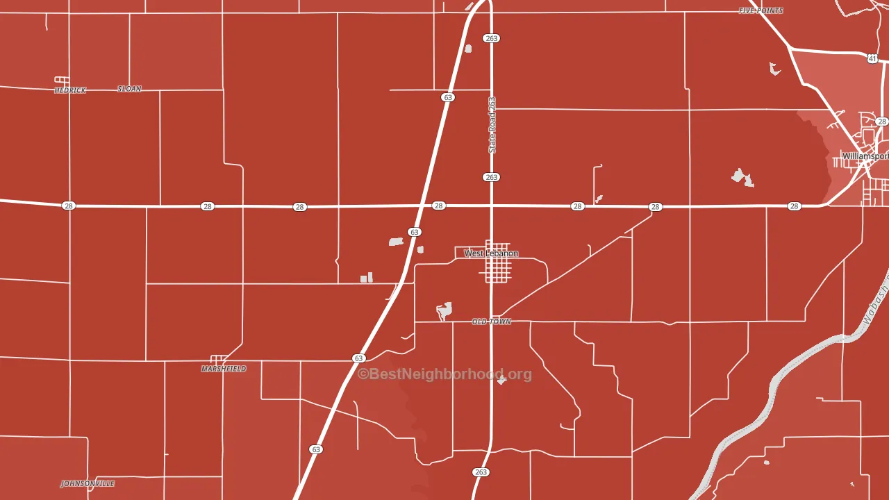 47991, IN block-group political-lean map