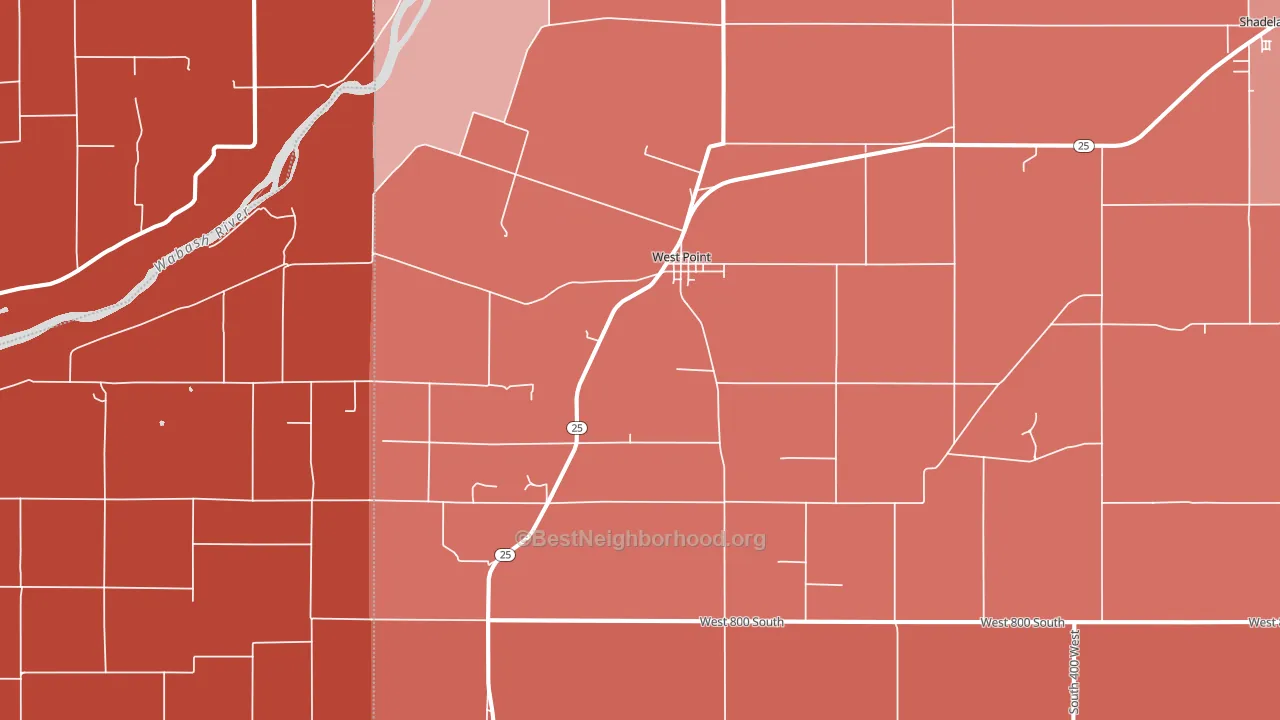 47992, IN block-group political-lean map