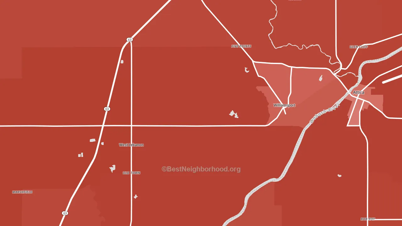 47993, IN block-group political-lean map