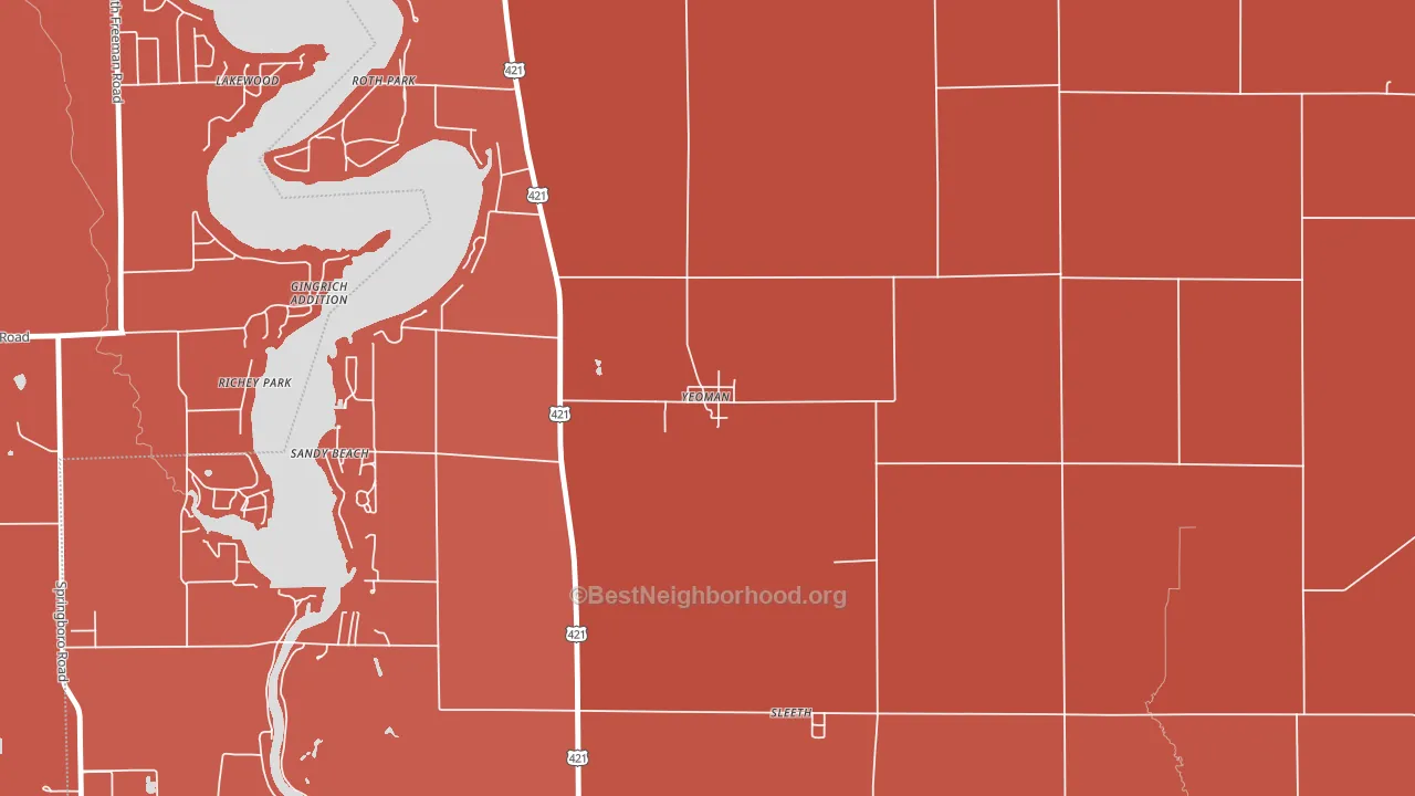 47997, IN block-group political-lean map