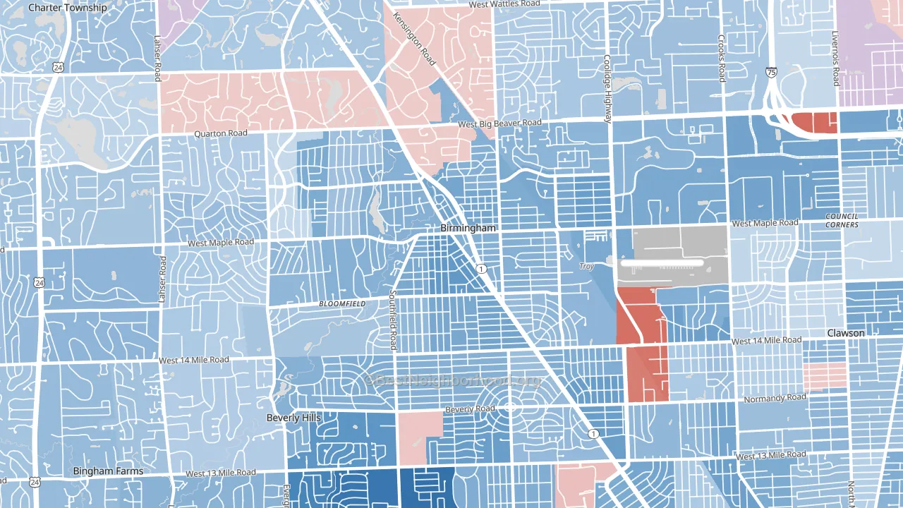 48009, MI block-group political-lean map