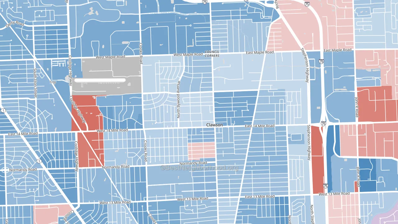 48017, MI block-group political-lean map
