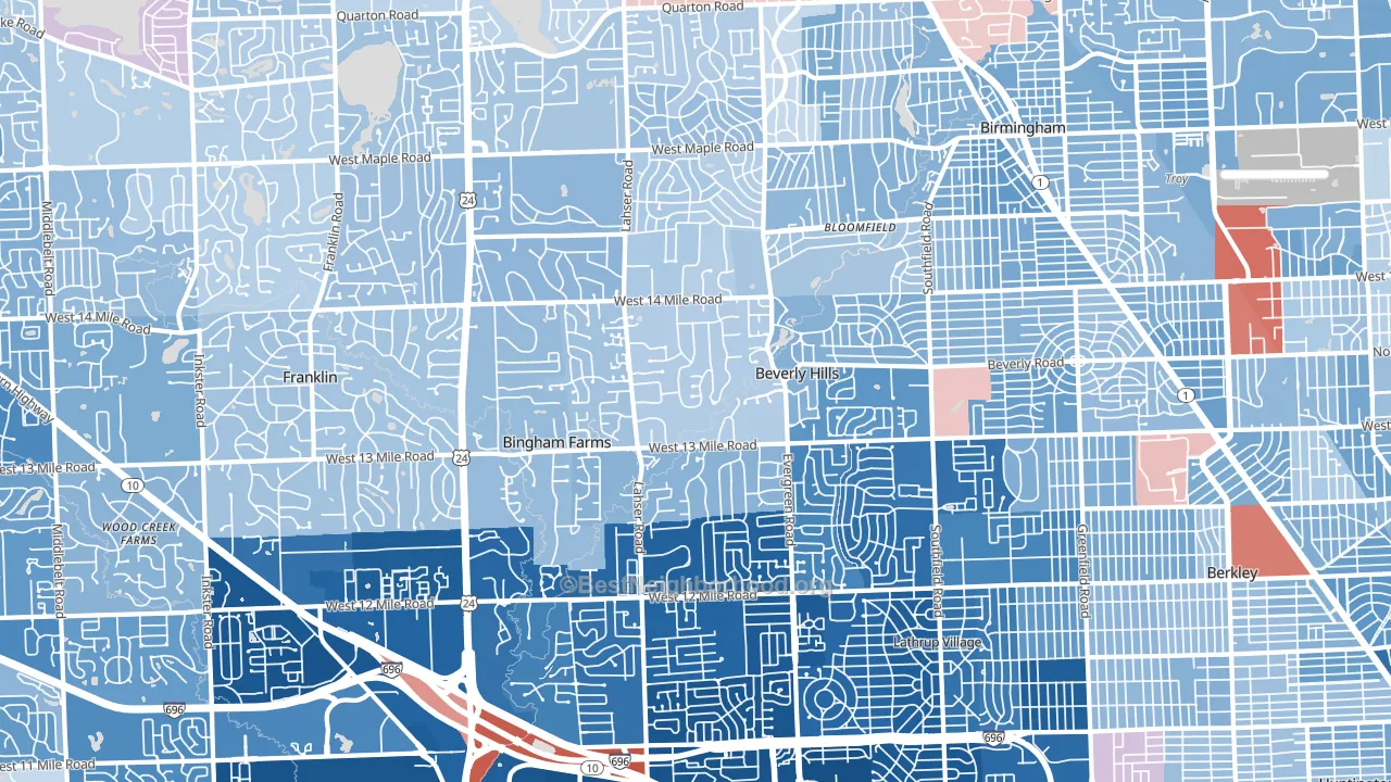 48025, MI block-group political-lean map