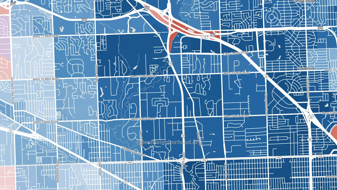 48033, MI block-group political-lean map