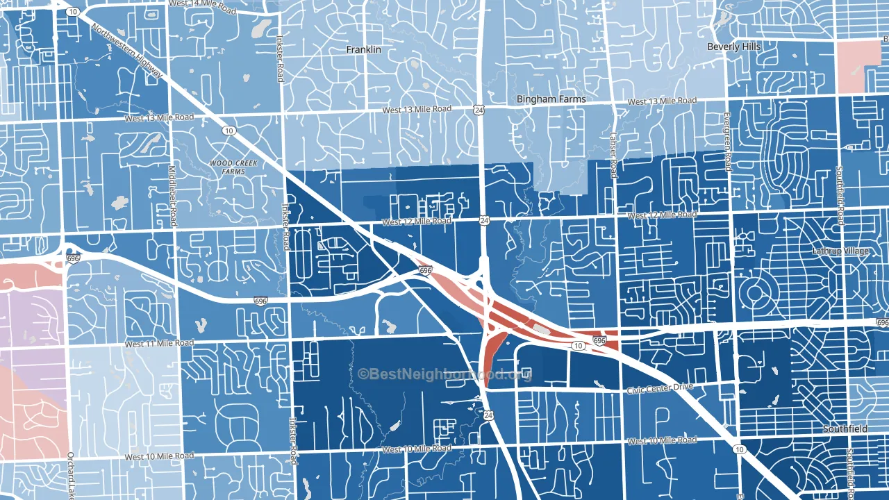 48034, MI block-group political-lean map