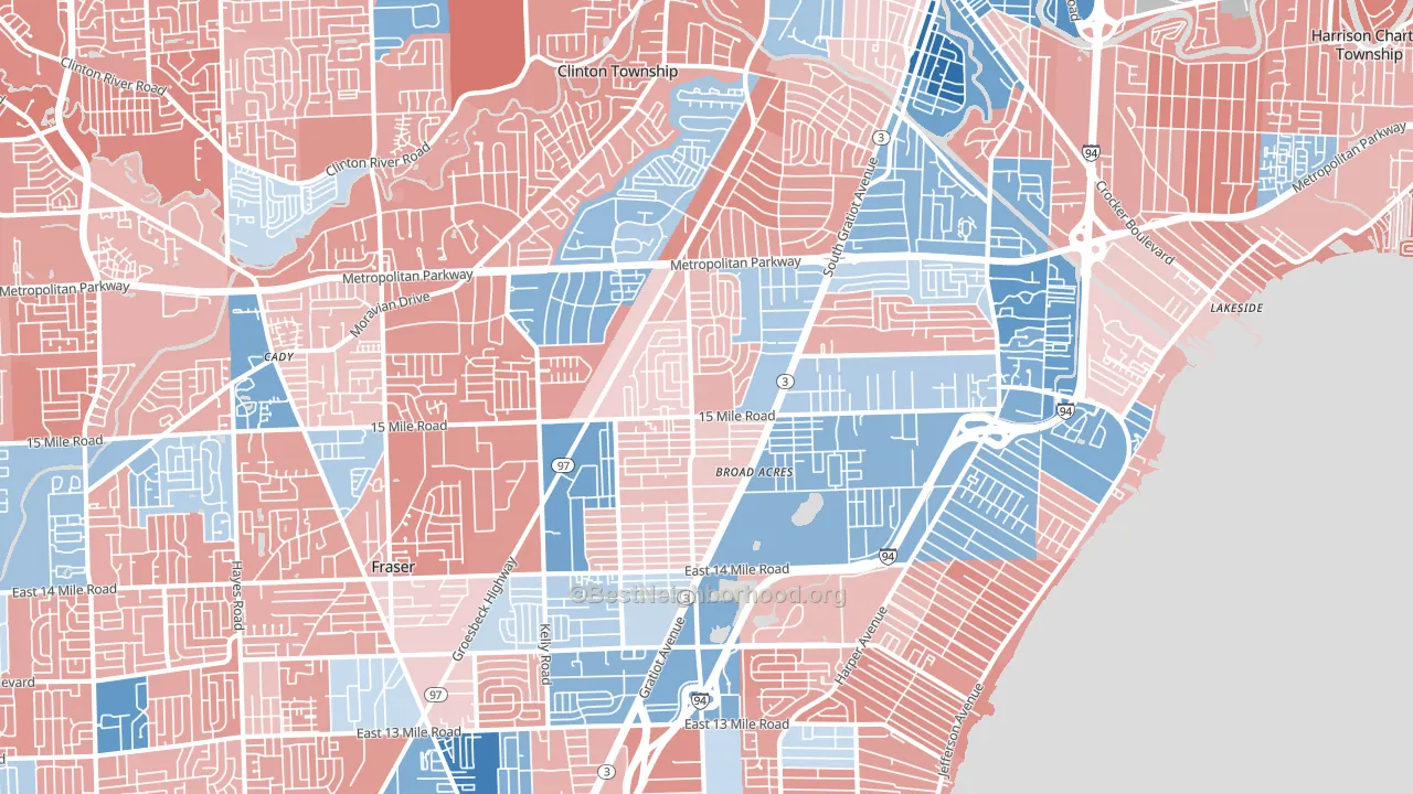 48035, MI block-group political-lean map