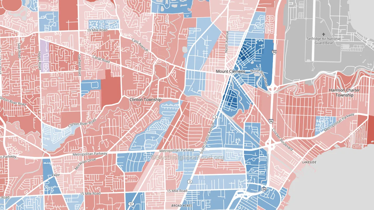 48036, MI block-group political-lean map