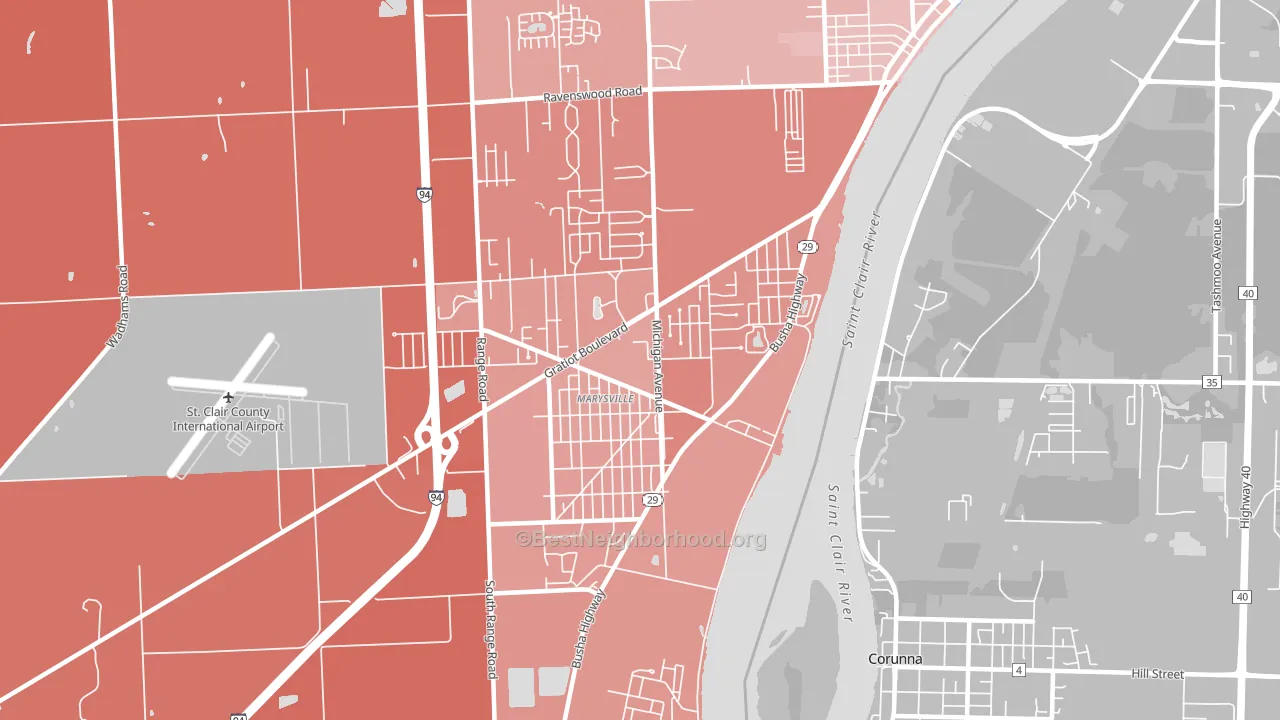 48040, MI block-group political-lean map