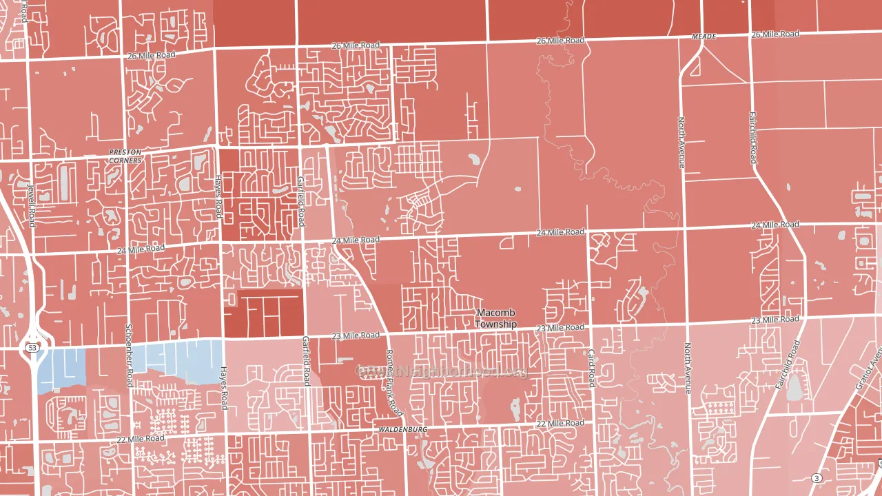 48042, MI block-group political-lean map