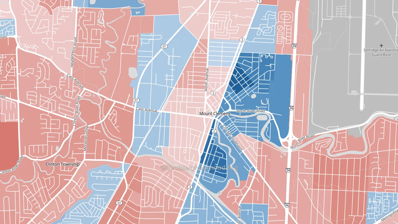 48043, MI block-group political-lean map
