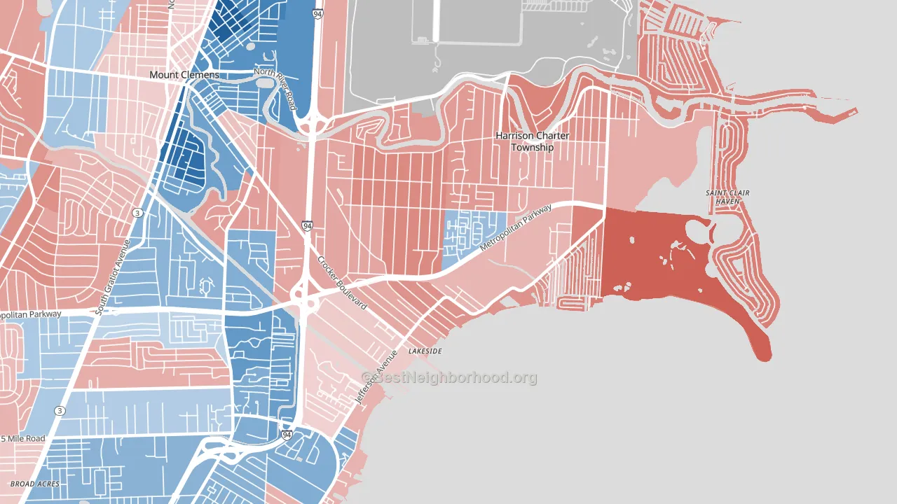 48045, MI block-group political-lean map