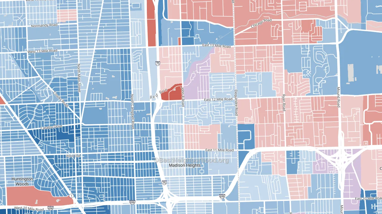 48071, MI block-group political-lean map
