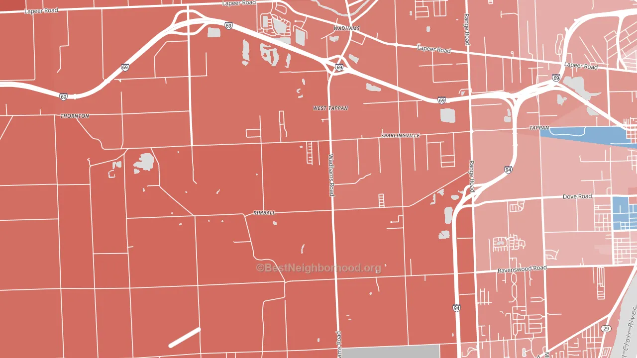 48074, MI block-group political-lean map