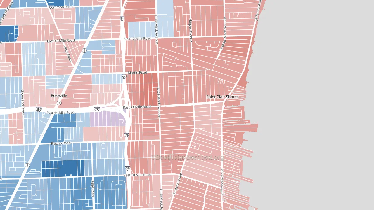 48081, MI block-group political-lean map