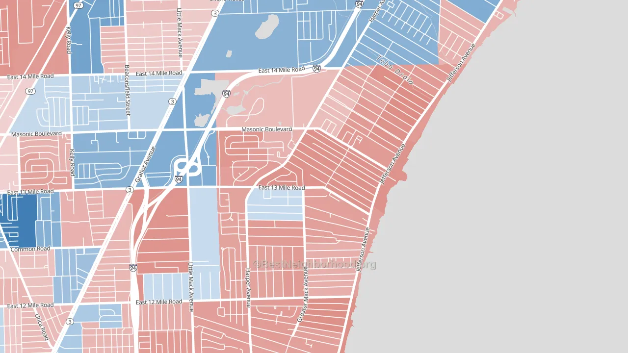 48082, MI block-group political-lean map