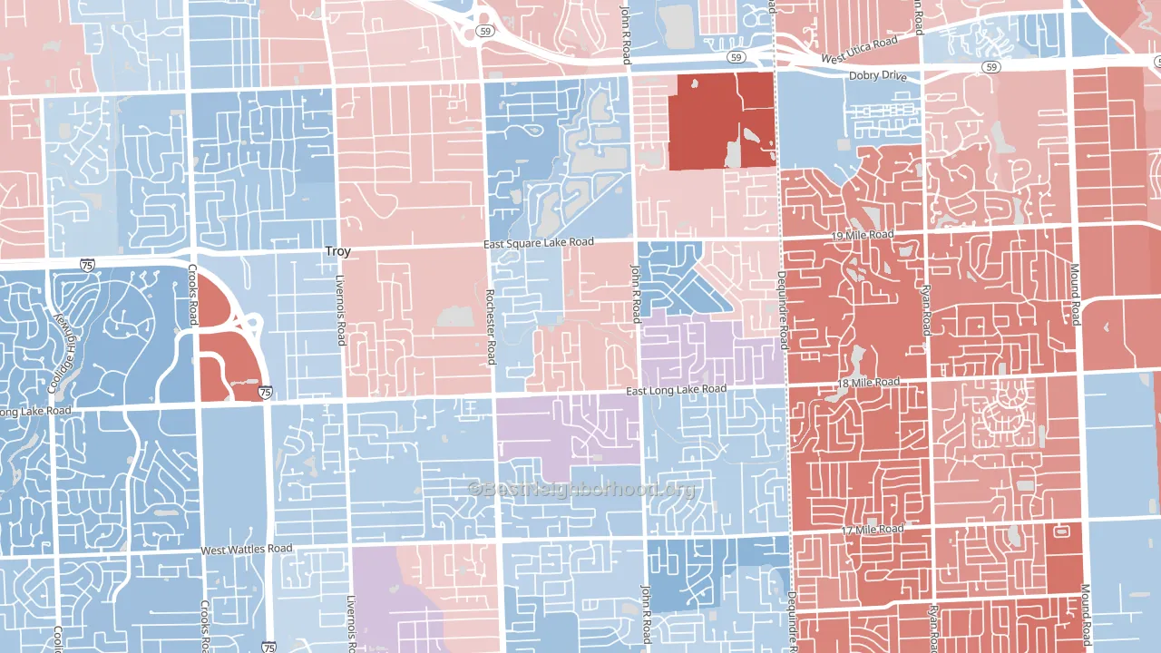 48085, MI block-group political-lean map